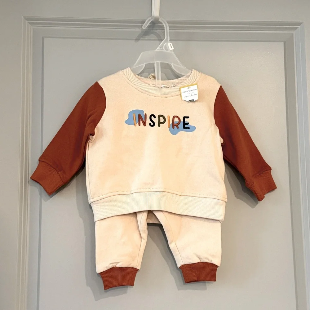 NWT Cream and Brown 'Inspire' Baby Outfit
